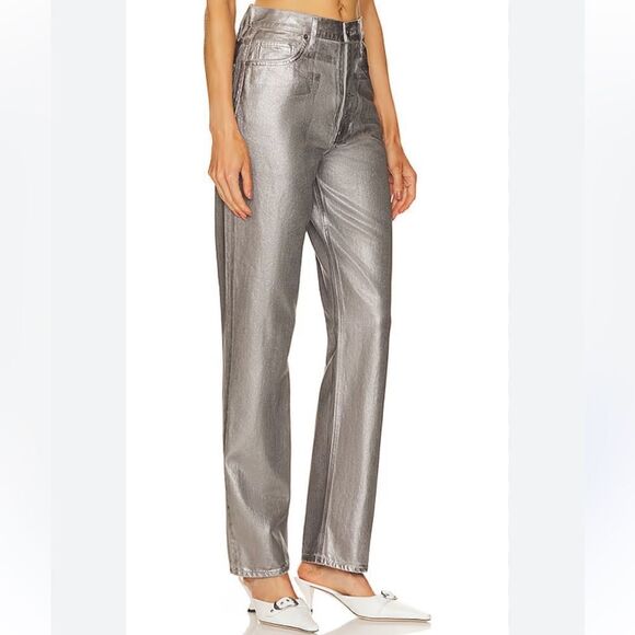 Veronica Beard Daniela Straight-Leg Metallic Jeans size 30 NWT $348 - Picture 7 of 11